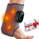 Ankle Massager,3-in-1 Wearable Hot & Vibration Massager for Feet, Ankles, and Arms | Reusable Heating Pad Brace for Home Recovery (Grey)