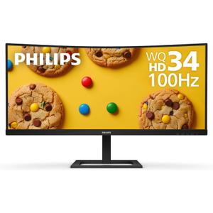 Philips 346E2CUAE 34'' Curved Frameless UltraWide QHD 3440x1440,100Hz 1ms MPRT, sRGB 121%, USB-C Charging, MultiView PIP/PBP, Height Adjustable, 4Yr Advance Replacement