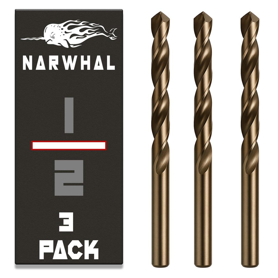 Narwhal 1 Inch Cobalt Drill Bits - 1 Pack - 6 Inch Length - M35 Cobalt Drill Bits with Storage Case - Perfect for Metal, Stainless Steel, Cast Iron, and More!