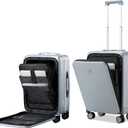 Hanke Grace Hard Shell Suitcases with Wheels,20 Inch Carry On Luggage Airline Approved with Aluminum Frame, Travel suitcase with Front Pocket Travel Luggage for Short Business Trips, Grey, 20 Inch Middle No Opening