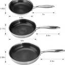Hybrid 8 10 12 inch Stainless Steel Non Stick Skillet set,Frying Pans Nonstick, PFOA Free Cookware, Dishwasher and Oven Safe, Induction Compatible