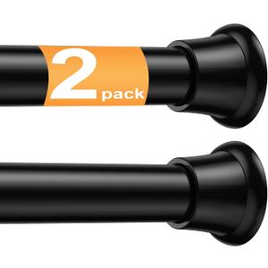 2Pack Spring Tension Curtain Rod 30 to 62Inch, Black Tension Rod for Windows Shower Curtain Rods No Drilling Expandable Adjustable Curtain Rods for Windows,Doorway,Bathroom,Closet,7/8" Diameter
