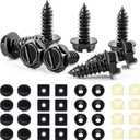 8 Sets Premium Stainless Steel License Plate Screws Kit, Rust-Proof & Anti-Rattle License Plate Bolts(Black)