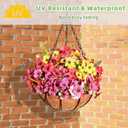 Artificial Flowers For Outdoors, 24 Bundles UV Resistant Fake Outdoor Flowers Faux Artificial Flower Plastic Plants for Outside Garden Porch Window Pot Spring Summer Home Decor (Multi Color-B, 24) (Rose Red+pink+purple+yellow+fern)