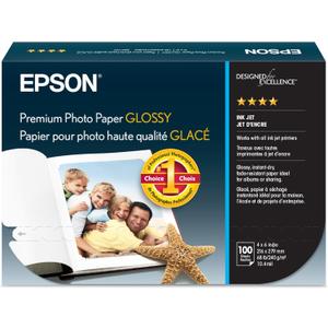Epson S041727 Premium Photo Paper, 68 lbs., High-Gloss, 4 x 6 (Pack of 100 Sheets),White