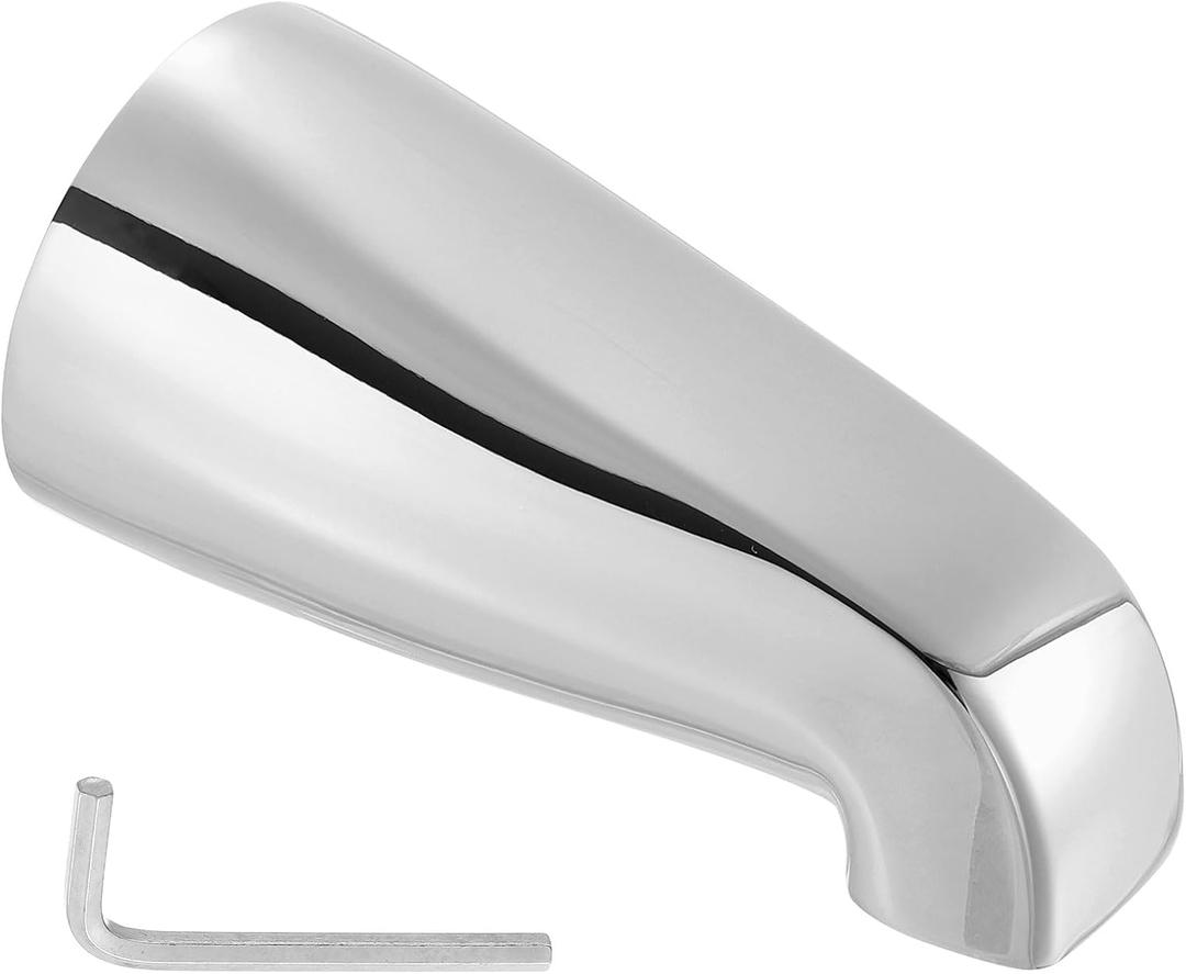 uxcell Tub Spout, Bath Slip-On Tub Spout Zinc Alloy Bathtub Faucet with Hexagonal Wrench Without Diverter for 1/2 Inch Water Tube for Bathroom Kitchen, Silver