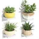 SRIWATANA Small Floating Shelves Wall Mounted, Wood Shelf for Decoration and Storage Set of 4, Mini Display Shelf for Bedroom, Bathroom, Kitchen, Office (White, 4 inch)