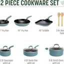 Goodful Ceramic Nonstick Pots and Pans Set, Premium Ceramic Coating Made without PFOA, PTFE or PFAS, Dishwasher Safe, 12-Piece, Turquoise