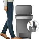 simplehuman 45 Liter / 12 Gallon Rectangular Kitchen Step Trash Can with Soft-Close Lid, Grey Plastic