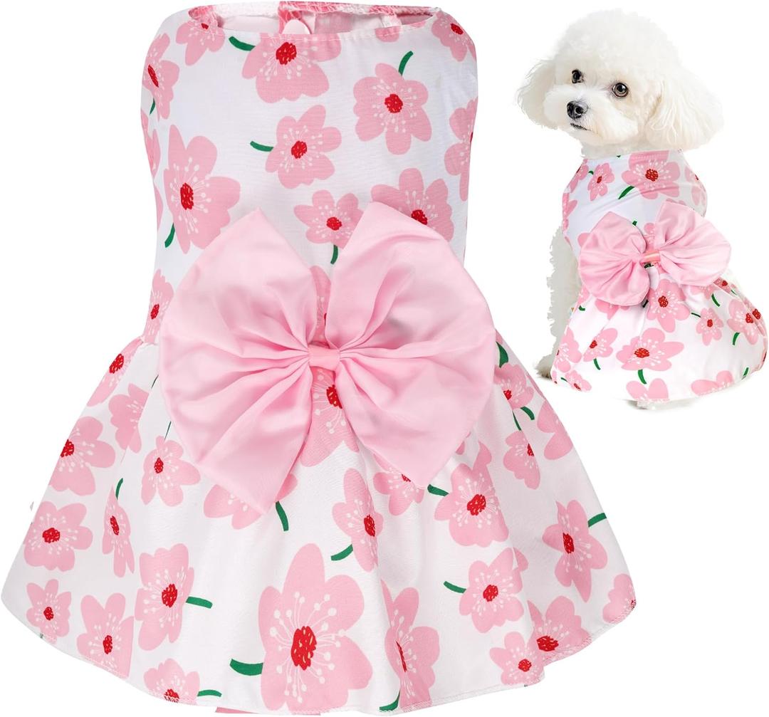 choyaxo Floral Dog Dress Cute Dog Skirt Pet Dress Summer Pet Clothes for Puppy Cats (Medium)