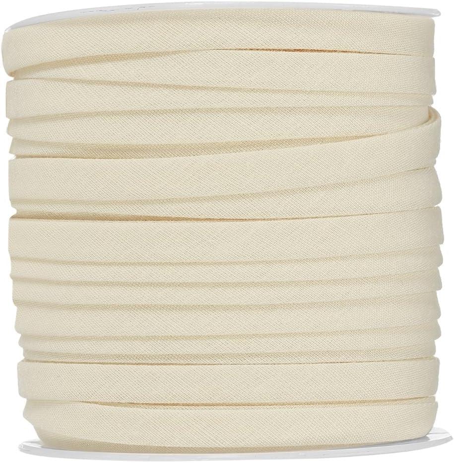 YELARXI Double Fold Bias Tape for Sewing, Quilt Binding Cotton Bias Tape Double Fold 1/4 Inch 25 Yards Fit for Hemming Seaming DIY Crafts Piping - (Beige)