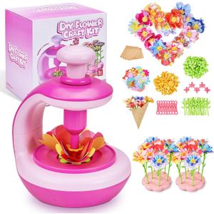 Flower Craft Kit for Kids, DIY Make Your Own Flower Bouquet Set with Reusable Felt Flowers, Arts and Crafts Gift for Girls Boys Ages 4-10