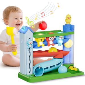 Hammer Toddler Musical Toys, Light-Up Baby Musical Toy for 1-2 Year Old Boys & Girls,STEM Educational Toy with English & Spanish, for Ages 6-9,9-12,12-18,18-24+ Months (Blue)