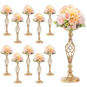 10 PCS Metal Flower Arrangement Stand Wedding Flower Centerpieces Stand,20 Inch Tall Metal Flower Vase,Twist Flower Vase Arrangement for Reception Tall Candle Holder for Party Hotel Home Dcor