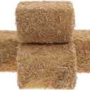 Veemoon 4pcs Mini Hay Bales Miniature Straw Bales Decoration Dollhouse Haystack Scene Decor Table Hay Haystack Ornament Western Farm Craft Accessories for Dollhouse Fall Harvest Scene (2 * 2 * 3CM)