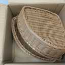 Abaodam Corner Storage Basket, Triangular Wicker Woven Shelf Organiser, Space Saving Rattan Style Bin for Bathroom Cabinet, Bedroom Wardrobe And Shelves