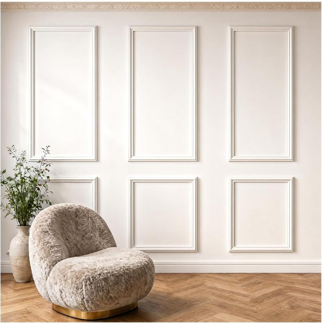 Peel and Stick Wall Molding Kit, 3 Set Pre-Cut Wainscoting Panels for Interior Wall Decor, Ready to Assemble Accent Molding Trim, 24 x 54in