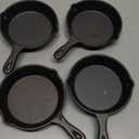 Hiceeden 4 Pack Mini Cast Iron Skillet, 4" Small Frying Pans with Double Drip-Spouts for Stove, Oven, Grill Safe, Indoor and Outdoor Use, Non-stick