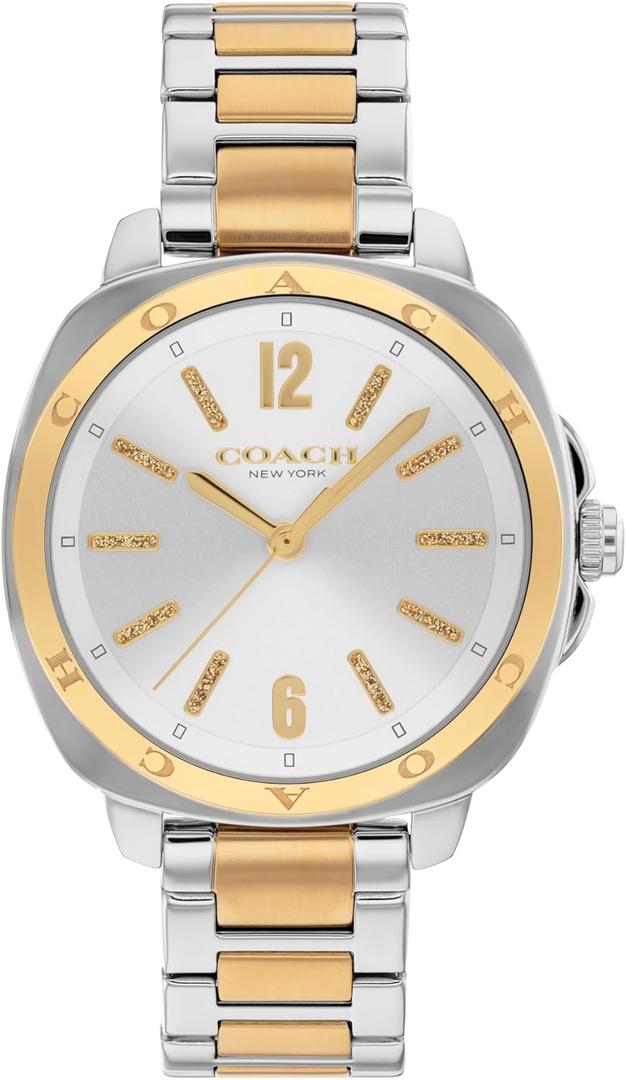 Coach Kitt Women's 3H Quartz Watch  34 mm Stainless Steel Case  Link Bracelet  Stylish Fashion Accessory, Gift for Her (Two Tone)