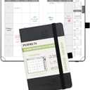 POPRUN Pocket Monthly Planner 2026-2027 (Pocket- 4''x 6.25'' Soft Leather Cover) - 18 Month Calendar Book for Purse (Jan.2026 - Jun. 2027), 100 GSM Thick Paper - Black