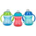 Nuby Clik-It Grip N' Sip Soft Spout No-Spill Training Sippy Cup with Handles - (3-Pack) 10 oz - 4+ Months - Blue/Green/Red