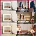 Hasipu Vanity Mirror with Lights, 24.2" x 19.7" LED Makeup Mirror, Light up Mirror with 10X Magnification, Smart Touch 3 Colors Dimmable, Brightness Adjustment, 360 Rotation (Right Angle Black)