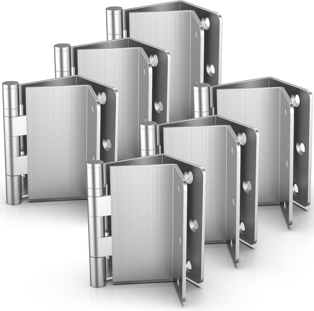 KOLET Offset Door Hinges, 3.5 Inches Expandable Door Hinges, 1/4" Radius Corner Ball Bearing Hinges, 2 Inches Widen Doorway, Smooth and Easy Installation, Brushed Nickel, 6 Packs