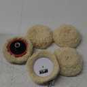 SPTA Wool Polishing Pad, 5Pcs 3"(75mm) 100% Natural Wool Buffing Pad with 1Pc Hook&Loop Backing Pad, 1Pc Extension Shank for Drill Polisher Cutting, Car Body Repair Buffing