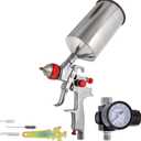 TCP Global Professional HVLP Spray Gun 1.4mm - Gravity Feed Auto Paint Gun Kit for Basecoat, Clearcoat, Primer - Spray Guns Paint Sprayer with Air Compressor Regulator (G6600-13)