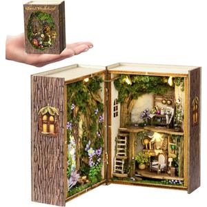 Mini 3D Wooden Doll House Craft Model with LED,DIY Miniature and Furniture Dollhouse Kit,Creative Room Idea for Valentine's Day Birthday Gift (Forest Wonderland)
