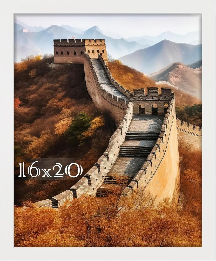 Picrit 16x20 Picture Frame, Photo Frame for Wall Mounting Display, White