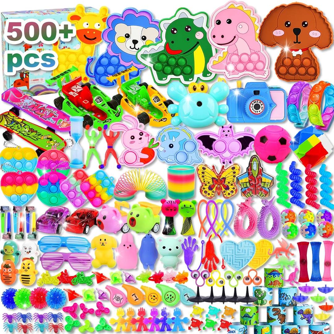 500 Pcs Party Favors for Kids, Fidget Toys Bulk, Prizes for Kids, Fidget Stocking Stuffers Birthday Party Gifts, Carnival Treasure Classroom Prizes Box, Goodie Bag Stuffers,Toys Bulk