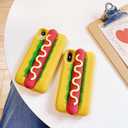 Kawaii Phone Cases Compatible with iPhone 12 Pro Max,Cute Cartoon Food Hot Dog Hamburger Women Girls 3D Soft Silicone Shockproof Cover for iPhone 12 Pro Max
