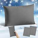 2 Pack 7"x11" Cooling Small Pillowcase (Only Pillow Case) Mini Pillowcase with Zipper for Travel Sleeping Cars Dogs Cool Tiny Pillow Cover for Neck Wrist Lumbar Knee Cushion(Dark Gray)
