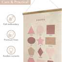 Bon et Beau 1624 Inch Embroidered Shape Poster Framed with Wood Hanger - Dusty Pink Wall Decor for Girls Nursery, Bedroom, Playroom, Toddler and Kids Room