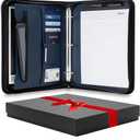 Forevermore Portfolios Portfolio Organizer - 3 Ring Binder with Notepad - 1.5 Inch Rings - Zippered Storage Pockets for Papers, Travel Documents, Presentation Folder, Cards, Passport, Tickets - Blue