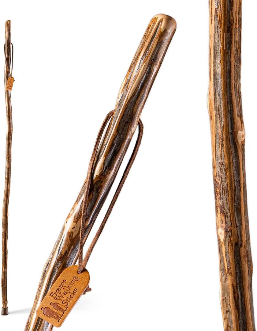 Brazos Rustic Wood Walking Stick, Ironwood, Traditional Style Handle, for Men & Women, Made in The USA, 55 Inch
