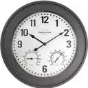 Presentime & Co. 20" Bradford in/Outdoor Farmhouse Clock with Weather Thermometer & Hygrometer, Weather Station, Farmhouse Wall Art and Timepiece for Farmhouse Decoration, Faux Gray Stone Finish