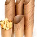 Disposable French Fries Holder 14 oz Take out Party Baking Supplies Waffle Paper Popcorn Sandwich Ice Cream Holder Cup Kraft Paper Container for Wedding Party Food Cones (Brown,200 Pieces)