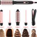 5-in-1 Curling Iron Set, Including a Curling Brush, Straightener, and 4 Interchangeable Ceramic Curling Barrels; Dual Voltage; Comes with Gloves and Hair Clips (0.351.25 inches), Rose Gold