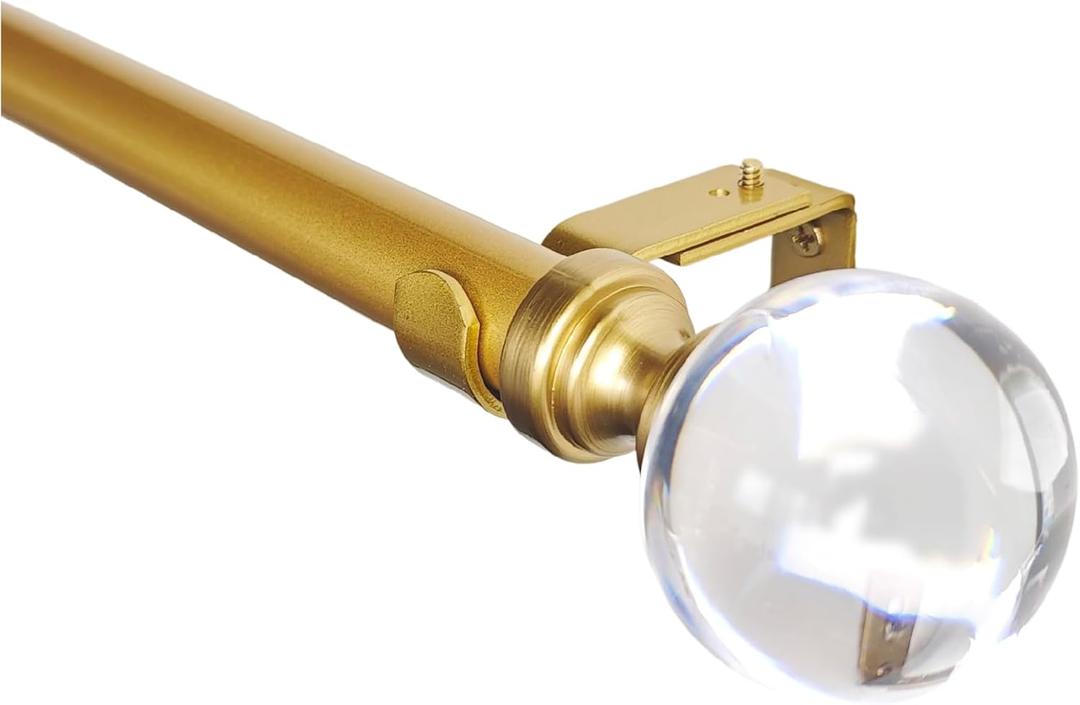 Adjustable 72-144 Inch Luxury Gold Curtain Rods for Windows, 1 Inch Diameter Heavy Duty Curtain Rods,Extra Long Window Treatment Rods, Decorative Drapery Rods with Ball Finials for Living-room