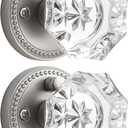 Satin Nickel Knobs Crystal Door Knob Interior Brushed Nickel Privacy Door Knob for Bedroom and Bathroom Glass Silver Door Knob,Zinc Alloy 2 Pack