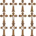 24 Pcs Easter Wooden Crosses for Craft Small Baptism Decor Catholic Rustic Unfinished Standing Cross for Centerpieces Easter Decor Table First Communion, 3 Styles, 6.7 x 4.3 Inches(Dark Brown)