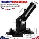 Heavy-Duty Magnetic Flag Holder,No Drill Instant Mount,All Weather Waterproof, 180 Adjustable Angle Pole Mount Compatible with 5th Wheel RV Hitch Camper, Trailer, Truck (Black 1PCS)