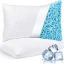 NTCOCO Cooling Bed Pillows Queen Size Pack of 2 for Sleeping Shredded Memory Foam Bed Pillows Adjustable Gel for Side Stomach Back Sleepers Washable Removable Cover Cover