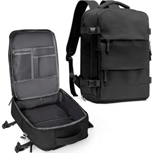 coowoz Travel Backpack For Women Men,Carry On Backpack,Hiking Backpack Waterproof Outdoor Sports Rucksack Casual Daypack Travel Essentials(Black) 25L