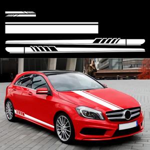 Racing Stripes Car Stickers Sport Stripes DIY Styling Decorated Door Hood Mirrors Vinyl Sticker Accessories for car Trucks SUV(5PCS) (White)