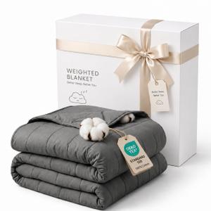 AN Cooling Weighted Blanket for Adults, 60" x 80" 15lbs Queen, Gra