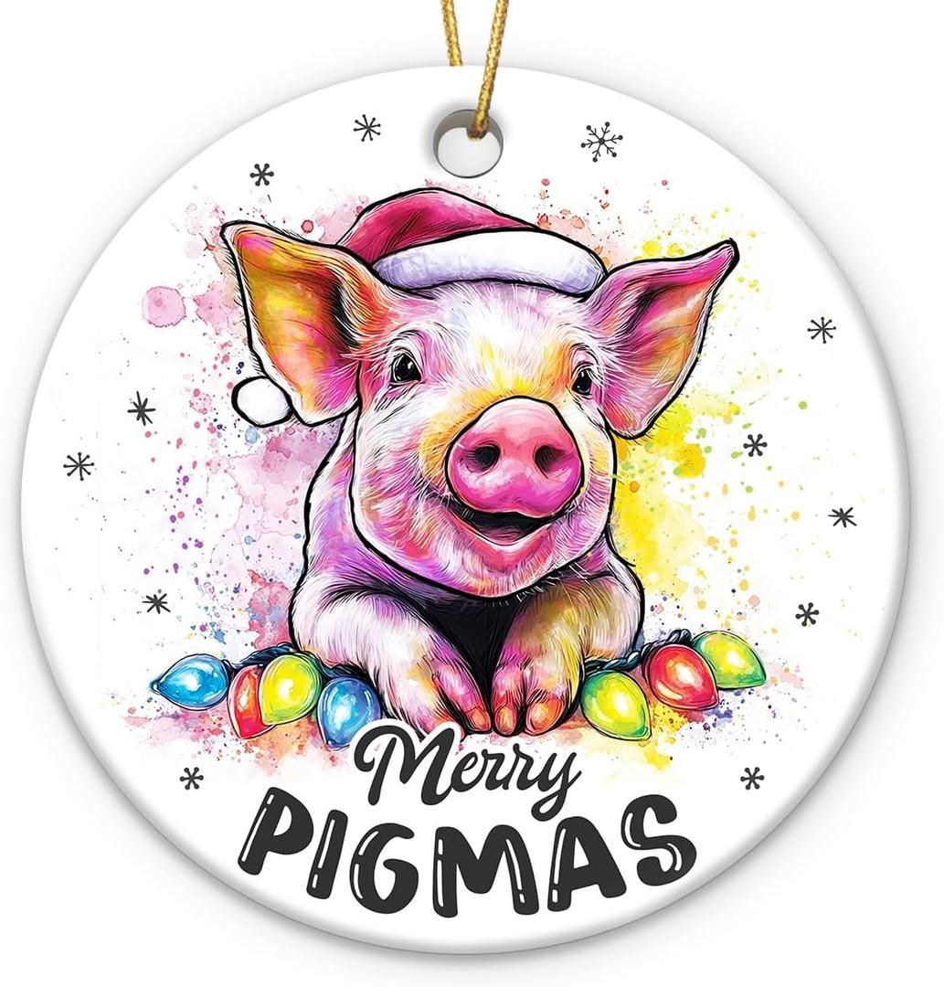 3 x Pig Ornaments for Christmas Tree 2025 - Animal Lovers Gifts for Women, Men, Merry Pigmas animal Ornaments for Christmas Tree Decorations, Funny Gifts for Friends Neighbor Farmer Who Love Pig