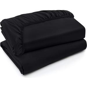 Utopia Bedding Queen Fitted Sheets - Bottom Sheets - Deep Pockets - Soft Brushed Microfiber - Shrinkage & Fade Resistant - Easy Care - 2 Fitted Sheet Only (Black)